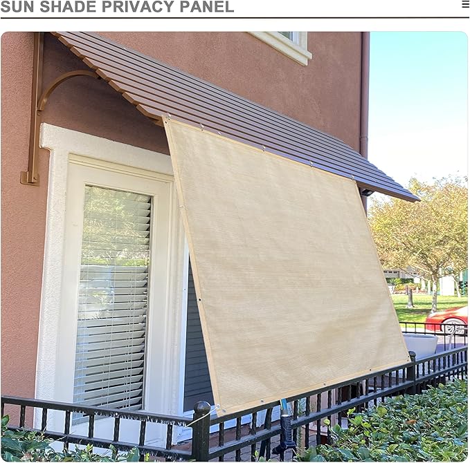 Sun Shade Privacy Panel with Grommets on 4 Sides for Patio, Awning, Window Cover, Pergola or Gazebo (Banha Beige, 10' x 5')