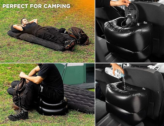 Zento Deals Bed for Car Inflatable Car Air Mattress Camping Bed Back Seat Mattress – Portable Travel Bed with Pillows – Travel Camping Sleeping Outdoor Bed – Universal Car SUV Truck and RV… (Pack 2)