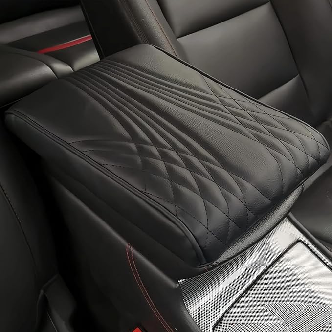 Leather Car Armrest Box Pad, 2025 Upgrade Universal Auto Arm Rest Cushion Memory Cotton Armrest Box Pad, Car Center Console Cover for Most Vehicle, Car Accessories (#5)
