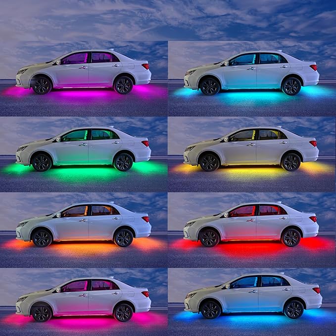 LED Underglow Kit for Car, 16 Million RGB Colors 29 Modes, APP + Remote Control, Music Sync & DIY Mode, Waterproof Under Car Lights Exterior for SUVs Trucks, DC 12V