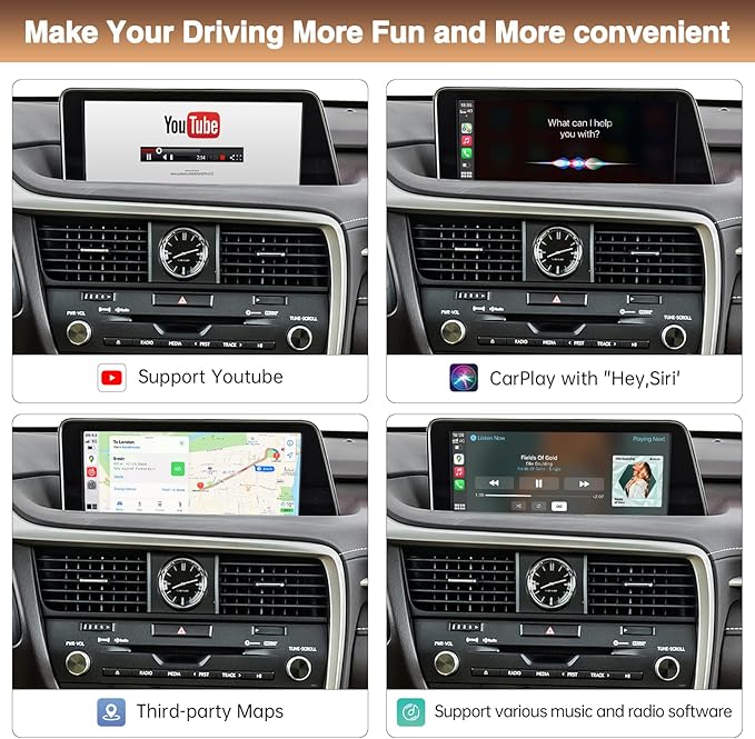 Retrofit Kit Decoder Wireless Carplay for Lexus NX RX is ES GS RC CT LS LX LC UX with Small Touchpad/Joystick Support Android Auto/MirrorLink/Backup Camera/YouTube