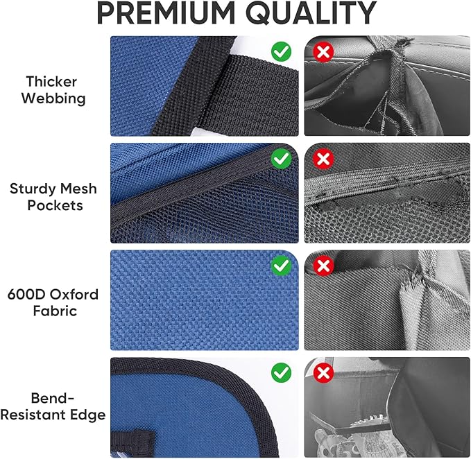 BALEINE Backseat Car Organizer, Back Seat Car Organizers and Storage, Kick Mats Back Seat Protector, Travel Accessories for Most Automotive (1 Pack, Navy)