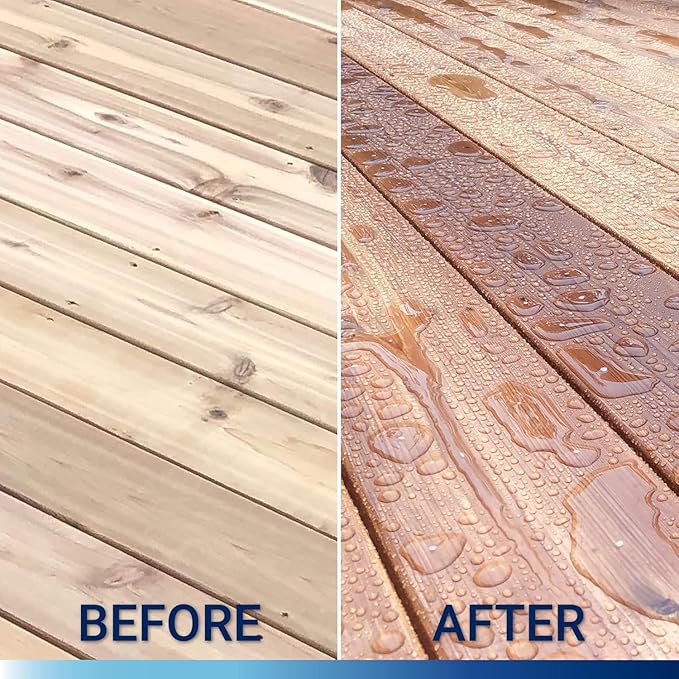 Seal-Once Nano+Poly Penetrating Wood Sealer with Polyurethane - Premium Waterproof Sealant -2 Gallon & Mahogany