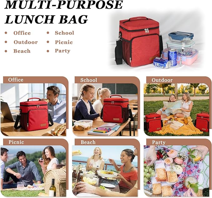 TuErcao Insulated Cooler Bag 6/24 Can Collapsible Leakproof Soft Sided Cooler for Car, Portable Foldable Small Ice Chest for Beach Camping Picnic Travel, 5/15qt Lunch Box for Men Work