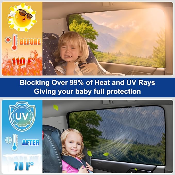 XCBYT Car Window Shades for 2014-2020 Grand Cherokee (Not for Grand Cherokee L) Sun Shade for Car Baby Side Window with Breathable Mesh Blocking 99% UV Glare and Privacy Protection for Safe Driving