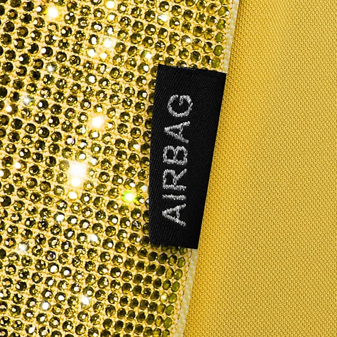 CAR PASS Yellow Bling Diamond Leather Car Seat Cover Full Sets,Waterproof Shining Glitter Sparkly Crystal Universal Fit for Automotive Truck SUV Cute Women Girl Airbag Compatable,All Yellow Rhinestone