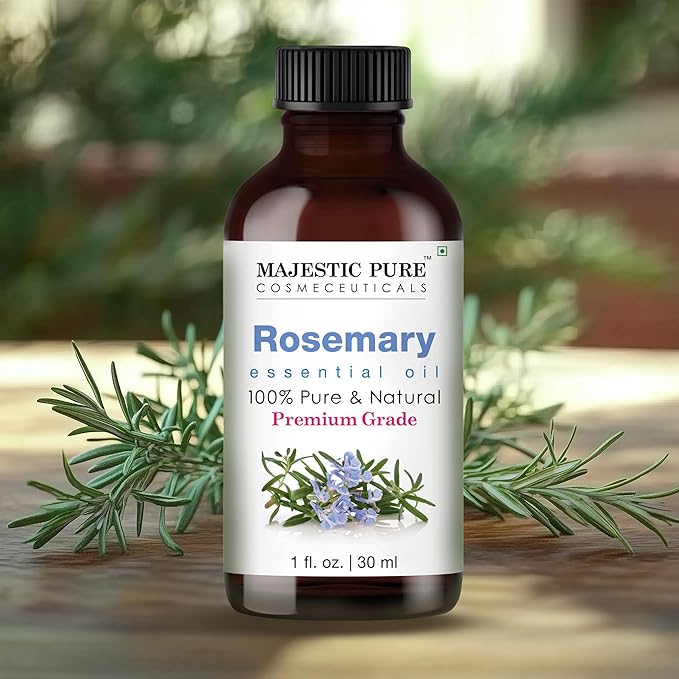 Majestic Pure Essential Oil with Glass Dropper - 100% Pure and Natural - Essential Oils for Diffuser, Aromatherapy, Soap and Candle Making, Rosemary Essential Oil, Rosemary Oil, 1 Fl Oz