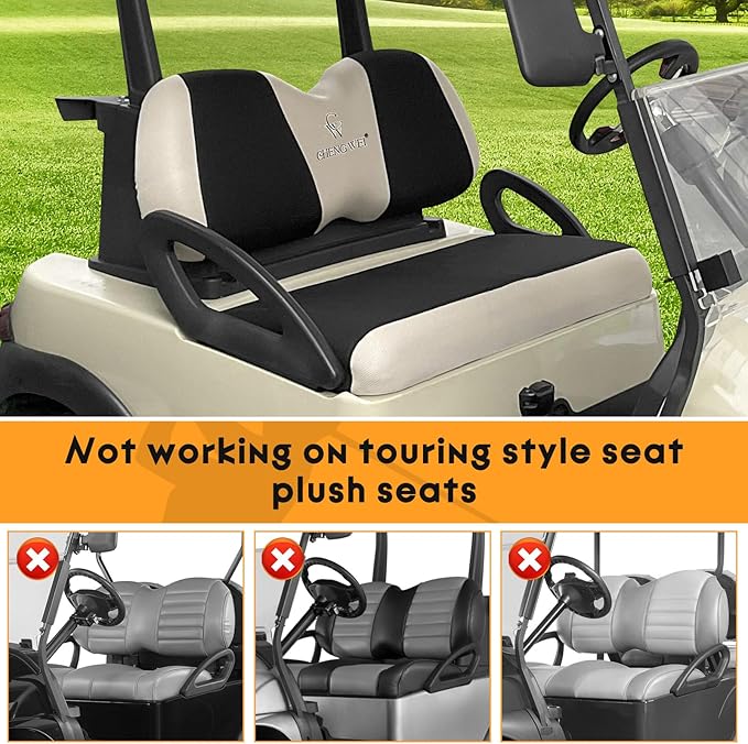 Golf Cart Seat Covers 2 PCS Front and Rear Seat Covers Sets for Club Car Precedent and Yamaha G29 Standard Seat Cushion,Replacement Cooling Breathable Washable No Stapler Needed(Black&Beige)