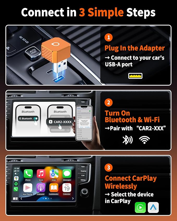 OTTOCAST Mini Pot (2026 Version) Wireless 2-in-1 CarPlay & Android Auto Adapter,Plug&Play Dongle for iPhone & Android,Bluetooth Auto Connect,Converts Factory Wired to Wireless CarPlay Adapter(USB-A)