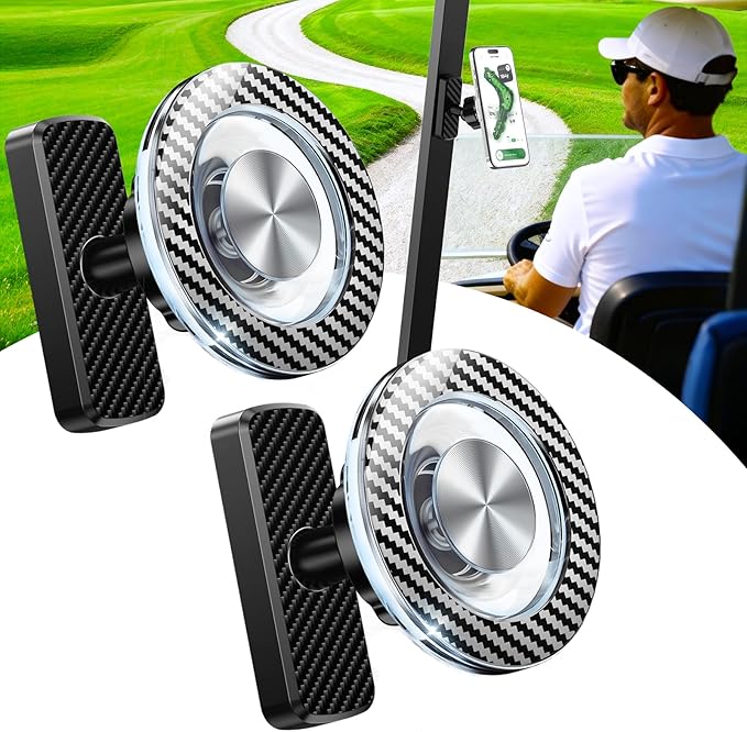 Magnetic Golf Cart Phone Holder 2 Pack, 360° Rotation Golf Accessories for Mens Gifts Ideas, Birthday Gifts for Men Dad Him Grandpa Papa Husband, Upgraded Magnetic Phone Mount for Golf Cart