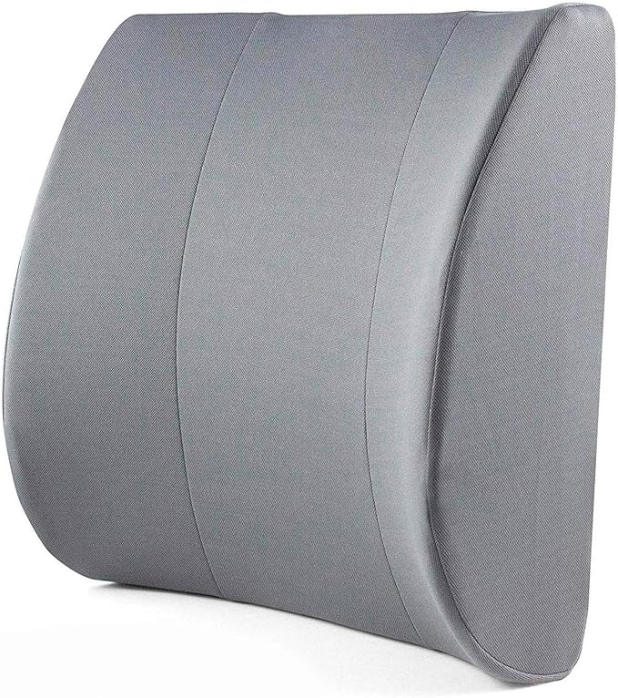 DMI Lumbar Support Pillow for Chair to Assist with Back Support with Removable Washable Cover to Ease Lower Back Pain and Discomfort while Improving Posture, 14 x 13 x 5, Contoured Foam, Premium,Gray
