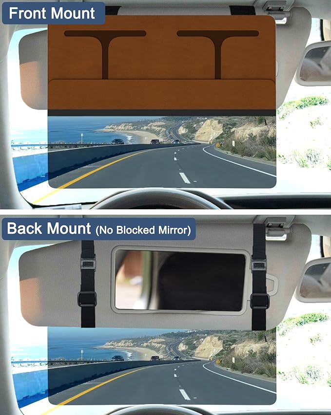 NAZZO Car Visor Extender Polarized, Sun Visor Extender for Car Attachment Sun Blocker, Anti-Glare Removable PC Lens to Expand Sunshade for Safe Driving, Brown
