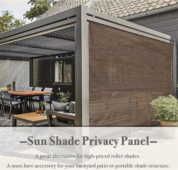 Alion Home Sun Shade Privacy Panel with Grommets and Hems on 4 Sides for Patio, Awning, Window, Pergola or Gazebo - Mocha Brown (8' x 16')