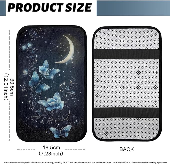 Butterfly Moon Arm Rest Cover Car Fashion Full Coverage Center Console Cushion Wear Resistant Armrest Cover Center Console Cushion Fit for Most Cars,Vehicles,SUVs