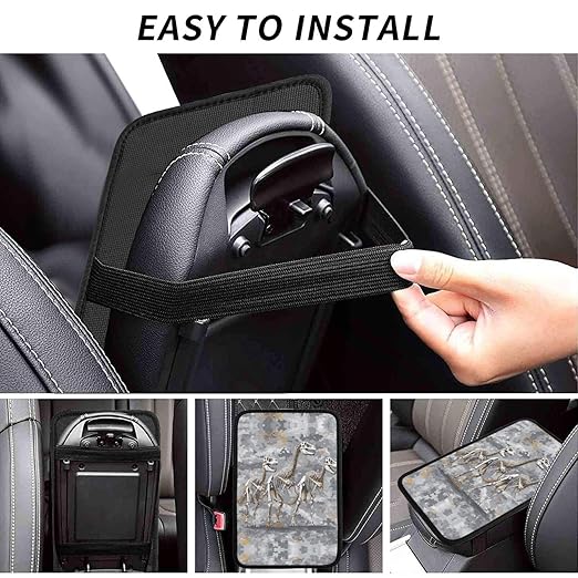 Dinosaur Skeletons Car Auto Armrest Cushion Cover Accessories Center Console Seat Box Pad Protector Universal Decoration for Most Vehicle SUV Truck