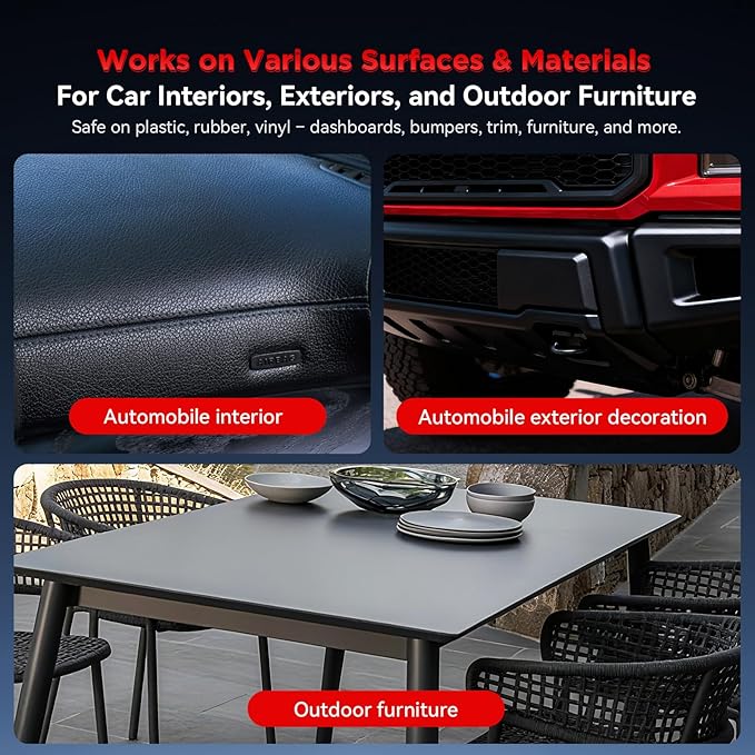 BlackBoost Black Restorer - for Car Interior Dash, Exterior Trim, Bumpers & More on Plastic, Rubber, Vinyl | Deep Penetrating Formula, UV Protection