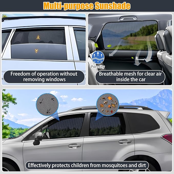 XCBYT Forester Window Shades for 2019-2024, 4PCS Side Window Sun Shades with Breathable Mesh, Magnetic Car Window Covers for Baby & Privacy, UV Protection & Heat Insulation