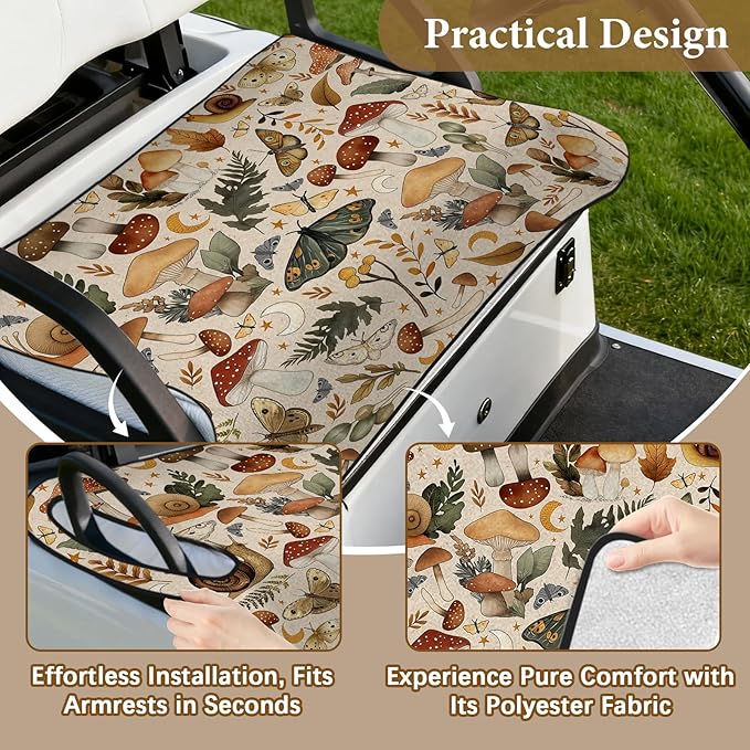 Golf Cart Seat Covers, Butterfly Golf Cart Seat Towel Blanket Club Car for Golf Lover, Golf Cart Accessories, Keep Seat Comfortable and Cool for 2-Seat Golfs Carts, Gifts for Christmas Thanksgiving