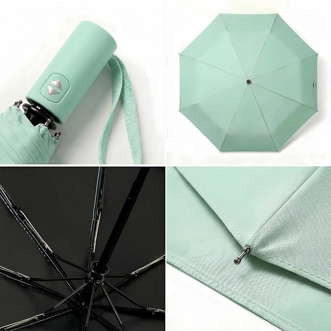 BAODINI Small UV Protection Travel Umbrella Compact for Rain and Sun UPF 50+ Windproof Portable 42 inch Umbrella for Women and Men