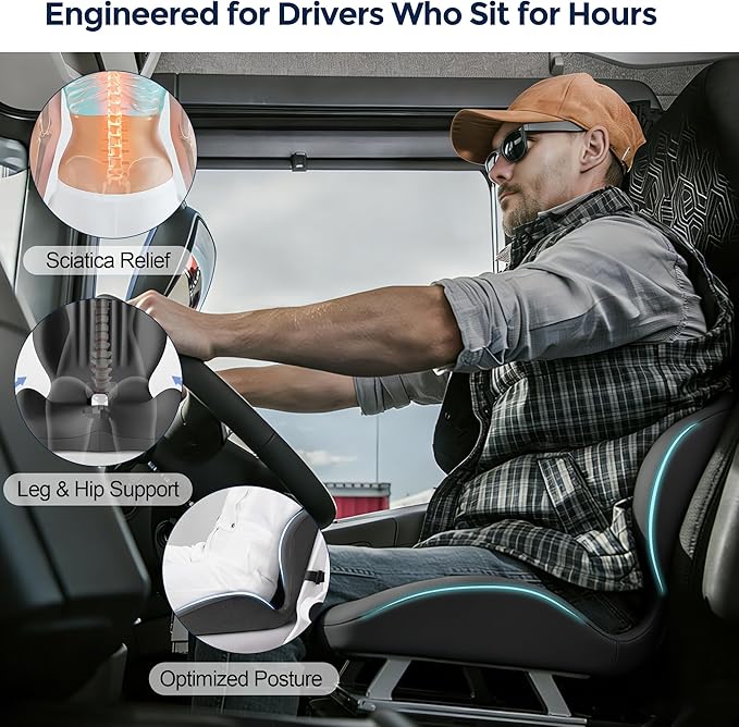 Seat Cushion for Office Chair and Car, L-Shaped Ergonomic Seat Cushions,Memory Foam Orthopedic Cushion with Coccyx Hollow,Lumbar Support & Tailbone Pain Relief for Car, Truck, Home,Gaming Chair,Gray