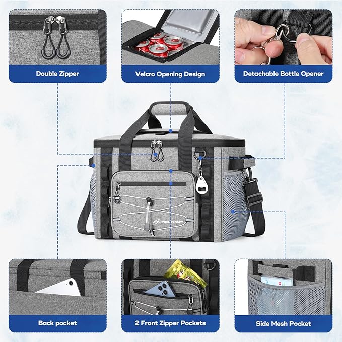 Maelstrom Soft Sided Cooler Bag, 30/40 Can Collapsible Insulated Ice Chest, Large Leakproof Portable Storage for Camping, Travel, Kayaking & Beach