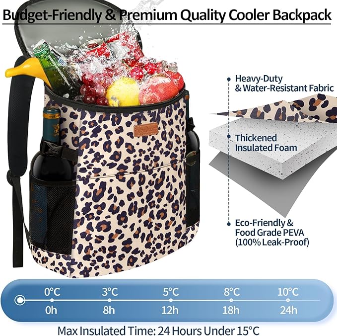 Camping Cooler Backpack 30 45 Cans, Soft Backpack Coolers Insulated Leak Proof Travel Cooler Bag Waterproof Lunch Picnic Beach Work Trip Thermal Bag Drink Beverage Beer Bag Cooler