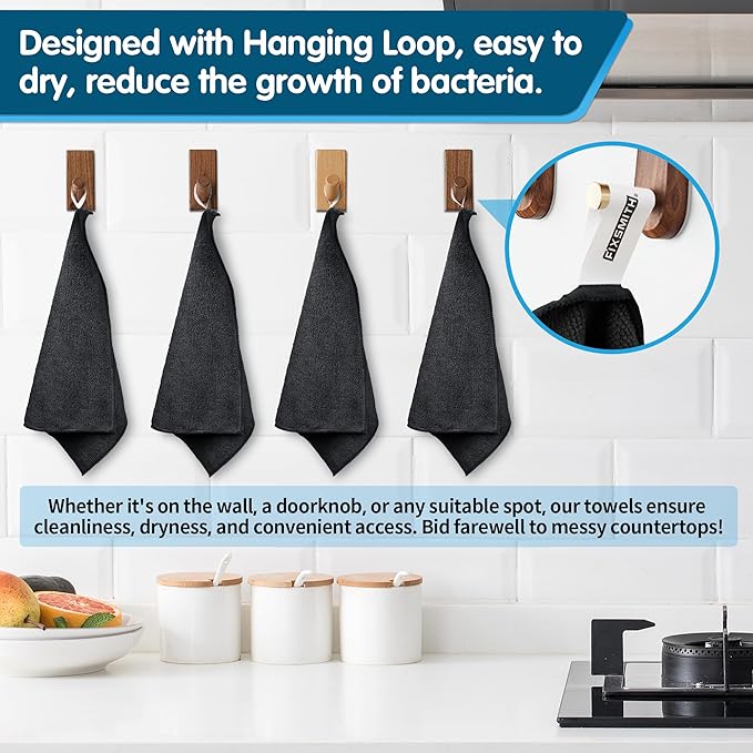 FIXSMITH Black Microfiber Cleaning Cloth -Pack of 8, Highly Absorbent Cleaning Rags, 16"X12" All Purpose Cleaning Towels for Housekeeping, Kitchen, Car, Lint Free and Reusable Microfiber Towels