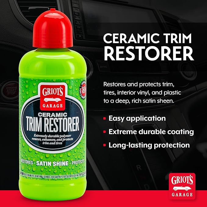 Griot's Garage Ceramic Trim Restorer for Car Detailing, Ceramic-Infused Coating for Exterior and Interior Plastics, Vinyl, and More, 10944, 16oz