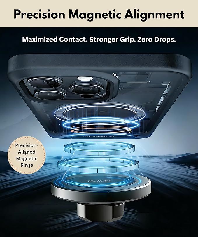 Cup Phone Holder for Car, Magnetic – Compatible with MagSafe, Secure Magnetic Mount, Stability-Enhanced Expandable Base, Flexible Reinforced Gooseneck, Works with iPhone, Galaxy, Pixel [Not Charger]