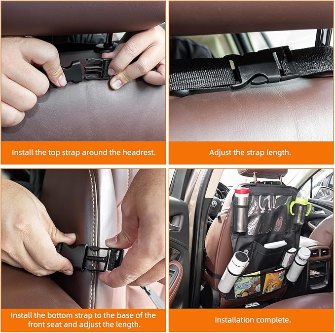 2 Pack Car Organizer Backseat, Car Back Seat Organizer Protector with 12 Storage Pockets, Waterproof Back of Seat Car Storage Organizer Kick Mats for Kids Baby