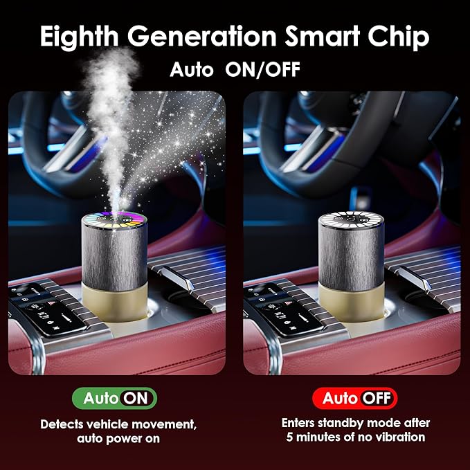 Car Air Freshener, Car Fresheners Long Lasting, Auto On/Off, 3 Adjustable Modes for Custom Scent Intensity, 150mL Large Capacity, Diffuser with RGB Music Syncing Light (Cologne)