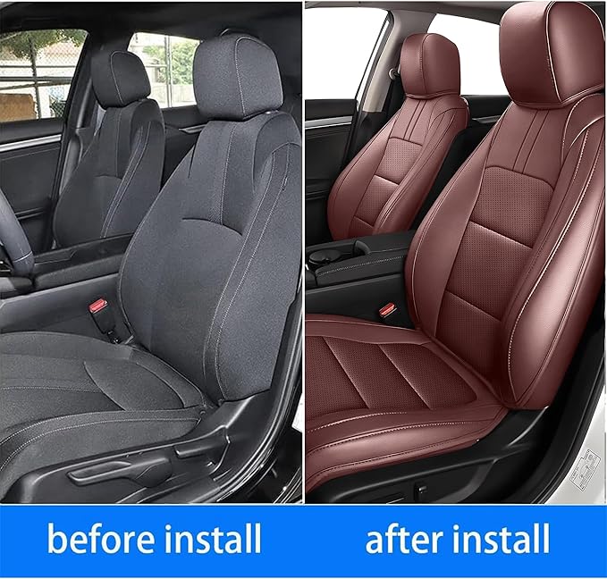 AOMSAZTO Custom Fit Seat Covers for Honda Civic Hatchback 2022 2023 2024 Sport/LX &Hatchback Hybrid Sport 2025 Full Set Faux Leather Seats Cover Burgundy