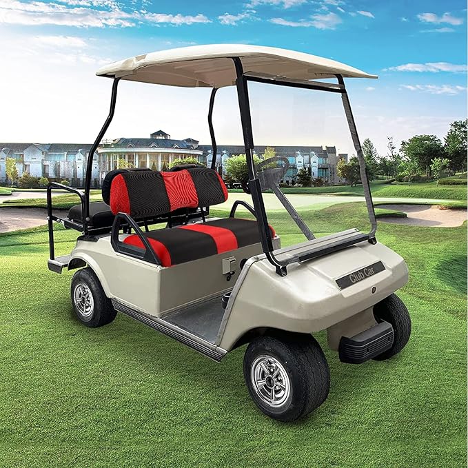 Golf Cart Washable Seat Cover Kit, 2 Passager Front Seat Covers Fit for Club Car DS OEM Ordinary Seat Cushion