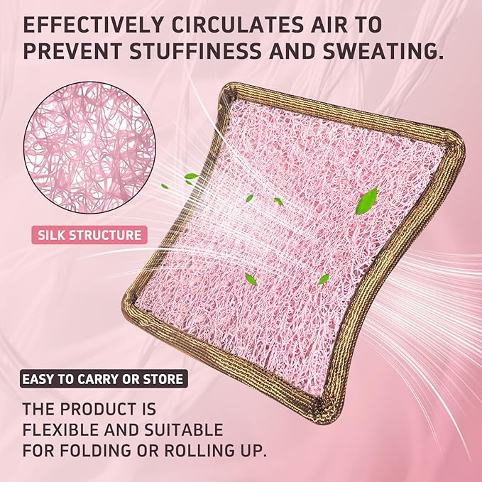 Gooo&Ma Orthopedic Seat Cushion, Breathable Chair Support Cushion for Car Office Wheelchair, Elastic Openwork Design (Pink)