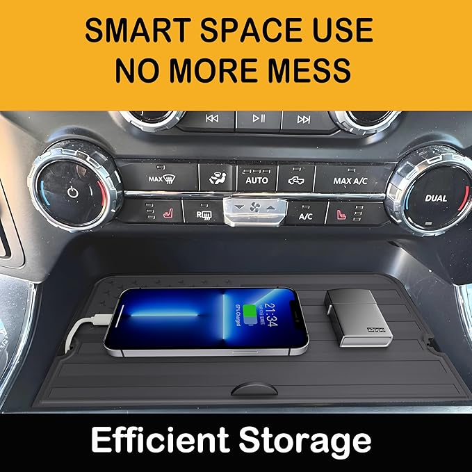 Center Console Compartment Cover for Ford F150 2021-2025 & Lightning XLT 2022-2024, Front Interior Storage Cubby Lid Hidden Secret Pocket Panel (For Open Pocket in Front of Shifter) (USB Hole)