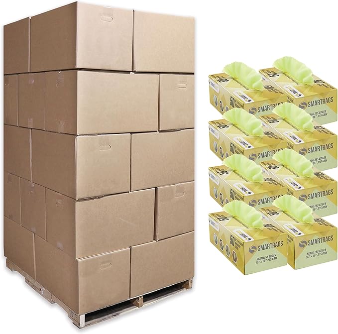 Arkwright Smart Rags Microfiber Cleaning Cloths, Pallet of 8000, Lint Free 215 GSM Reusable Towels for Auto, Office and Household Cleaning, 16 x 16 in, Yellow