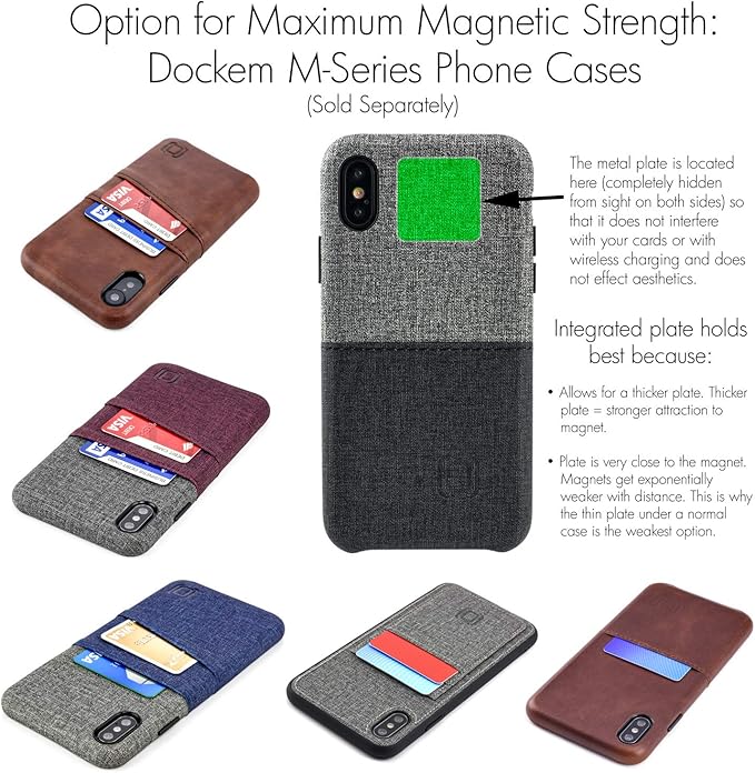 Dockem Minikin Magno Mount 3.0 Series: Minimalist Magnetic Wall and Car Mount with Adhesive Base, Magnet Head: Slim Form Phone Holder