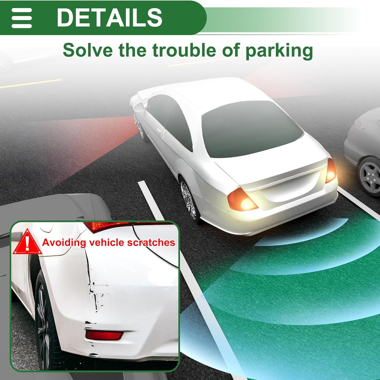 Motoforti Universal Car Auto Vehicle Reverse Backup Radar System Reverse Parking Sensors Alarm Buzzer Reminder Distance Detection Red 2 Pcs Parking Sensors