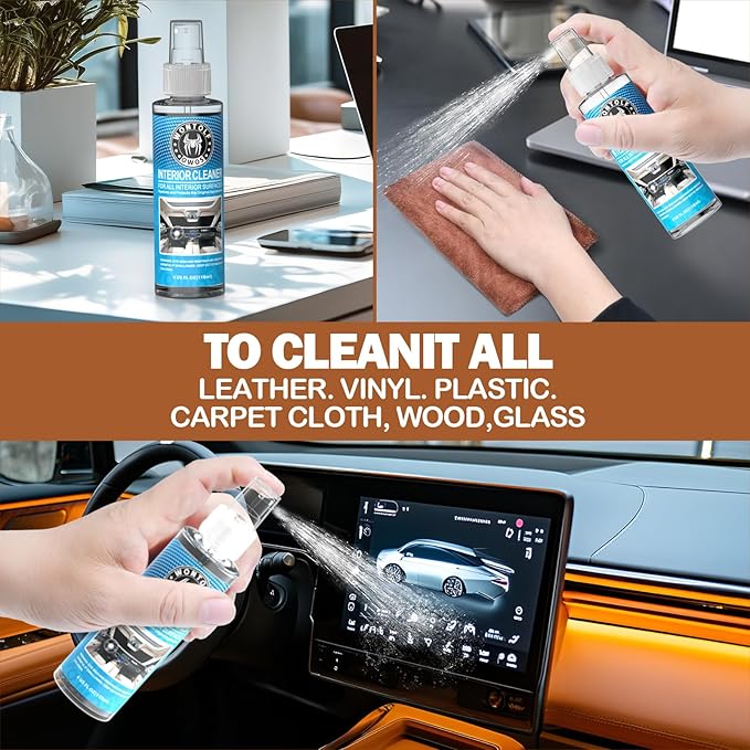 Wontolf Leather Cleaner and Conditioner Non-Toxic Gentle Total Interior Cleaner Car Wash Kit, Leather Boot Care Kit, Safe for Use on Car Interiors, Leather Apparel, Furniture, Sofa, Shoes, Bags