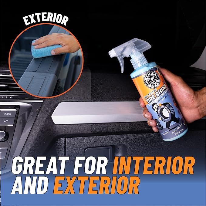 Chemical Guys Tire Kicker Sprayable Extra Glossy Tire Shine Spray, Dry-to-Touch Dressing - Restores Wet Look to Rubber, Vinyl, and Plastic, Safe for Cars, Trucks, Motorcycles, RVs, and More - 128 oz