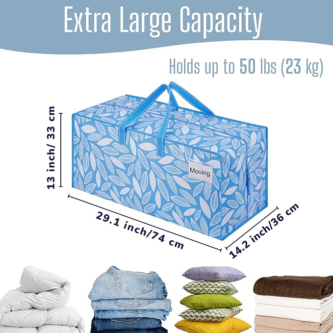 VENO 6 Pack Heavy Duty Moving Bags with Backpack Straps, Zippers & Handles, Extra Large Packing Bags for College Dorm Essentials, Moving Supplies Alternative to Cardboard Moving Boxes