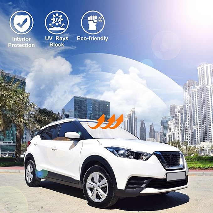 Windshield Sun Shade Custom Fit 2018 2019 2020 2021 2022 2023 2024 Nissan Kicks S SV SR Crossover Accessories Front Sunshade Sun Visor Protector Keeps Cool