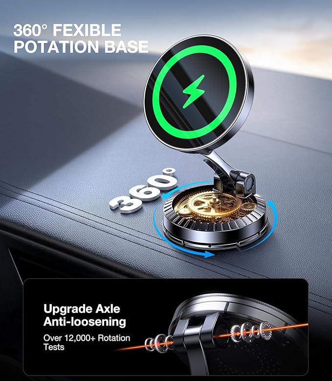 Coolpow for MagSafe Car Mount Charger【15W Faster Charging】Magnetic Wireless Car Charger for iPhone【Super Strongest Adhesive】Magnetic Phone Holder for Car Dashboard for iPhone 17 Pro Max 16 15 14 13 12