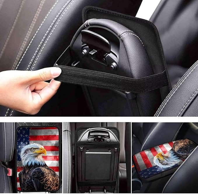 Egale Print Auto Armrest Box Cover Car Arm Rest Seat Storage Box Mat Arm Rest Cushion Pads Dog & Cat Paws Protector Universal Fit for SUV/Truck/Vehicle