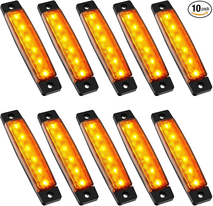 PSEQT 10 Pcs LED Rock Strip Lights Car Underglow Wheel Fender Well Lighting Kits Waterproof for Golf Cart Wrangler Offroad Truck RV UTV ATV Snowmobile (Amber Yellow)