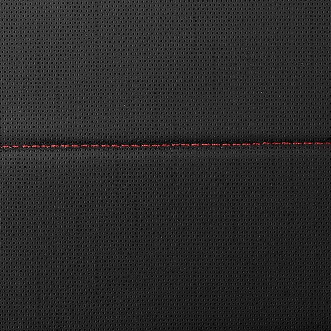 CAR PASS Leather Back Seat Cover,Piping Waterproof Bench Seat Cover, Rear Seat Cover Universal Fit for Cars Sedans SUVs Truck 95% Automotive Interior Backseat Car Covers (Rear,Black and Red)
