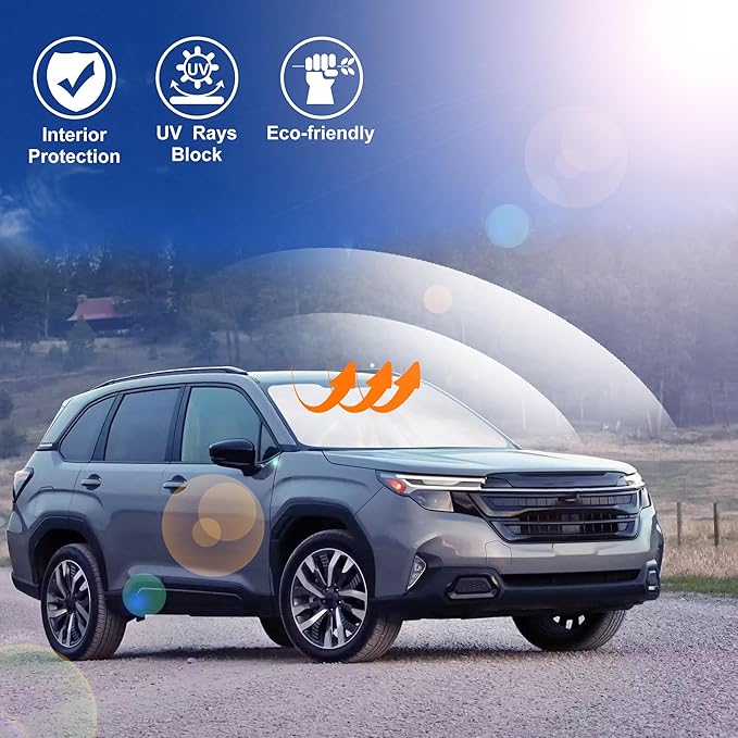Windshield Sun Shade Custom Fit for 2025 2026 S-ubaru Forester Accessories Foldable Sunshade Sun Blocker Protect Car from Sun Rays & Heat Damage Keep Car Cooler