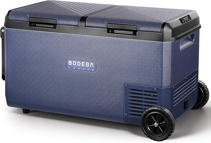 BODEGA COOLER Car Refrigerator Dual Zone,79QT Portable Freezer -4°F to 68°F, 12V Electric Cooler with Wheels & Handle, Ultra-Quiet ≤31dB, Fast Cooling for Camping, RV, Van Life & Road Trips