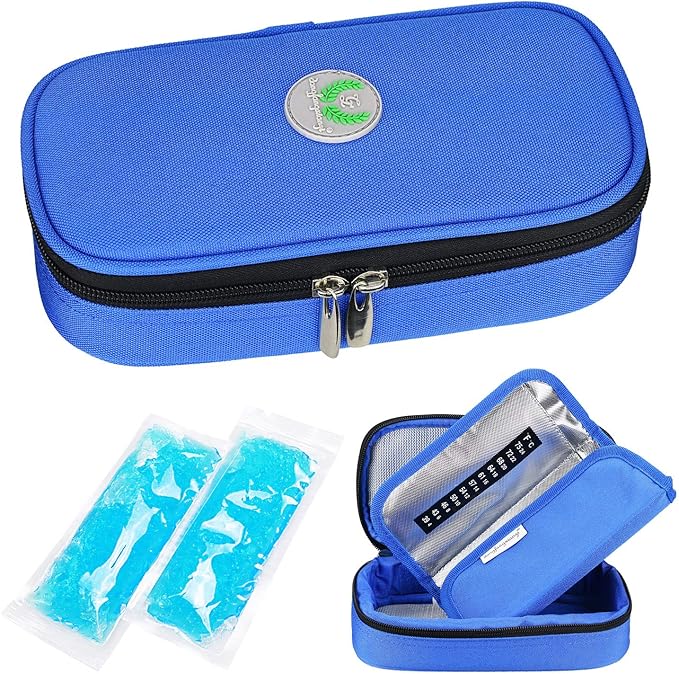 YOUSHARES Insulin Cooler Travel Case - Medication Diabetic Insulated Organizer Portable Cooling Bag for Insulin Pen and Diabetic Supplies with 2 Cooler Ice Pack