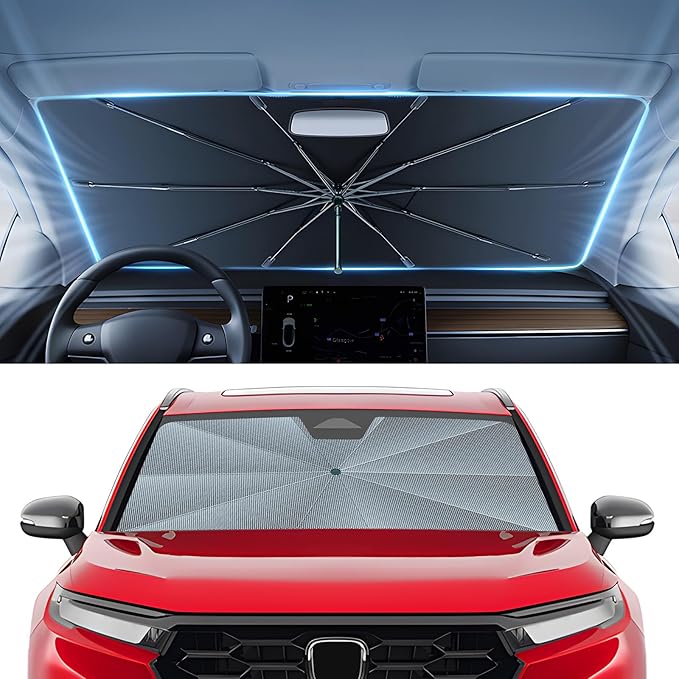 Autorder Windshield Sun Shade Umbrella for 2023-2026 Honda CR-V CRV Accessories,Upgraded Ice Crystal Material,Easy Setup Umbrella Sunshade for Car Windshield,100% Sun Blocking